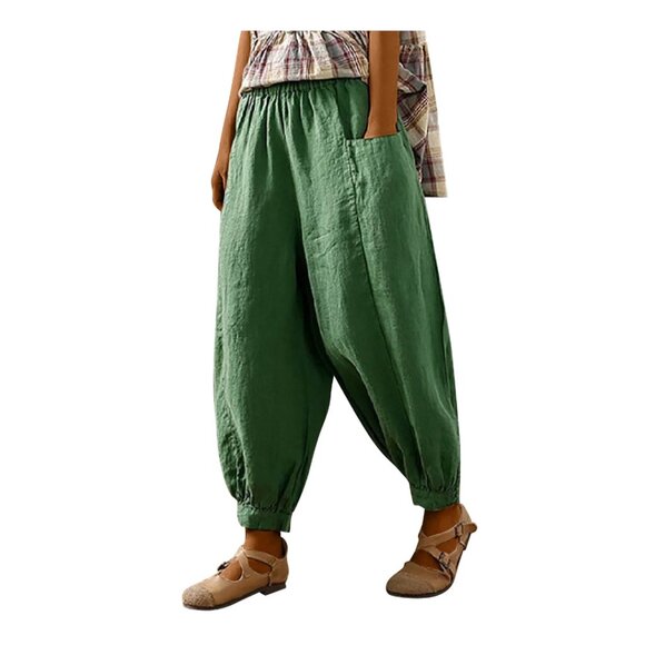Utoimkio Women's Linen Harem Pants - Picture 6 of 9